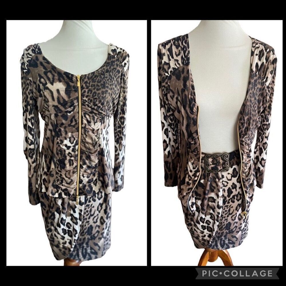 Chic Leopard Print Two-Piece Skirt Set | NWOT Size Medium
